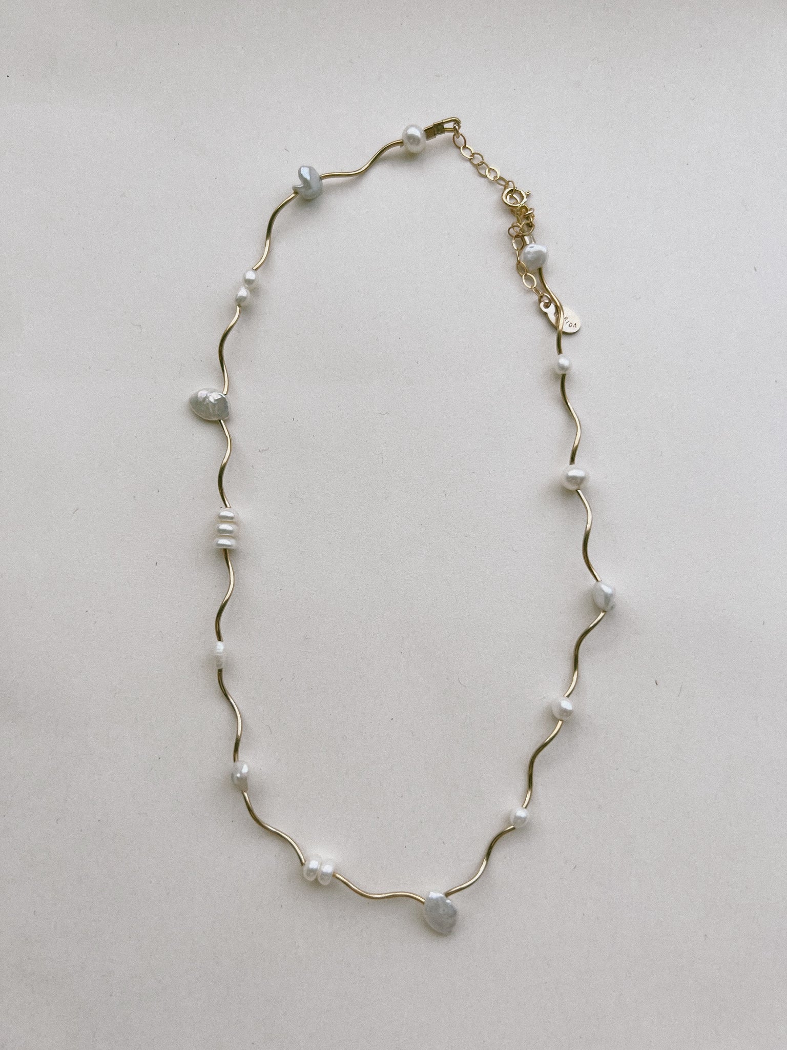 Filament Necklace- Mixed Pearls